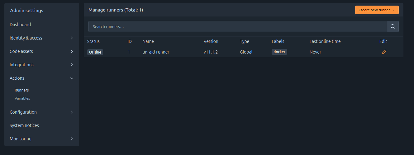 Registered runners page